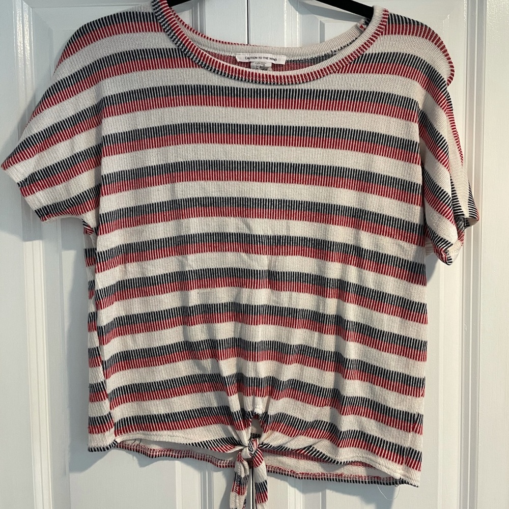 Red white & blue striped fashion top